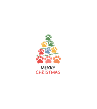 Merry Christmas Paws Alb model nisipiu pe tricou
