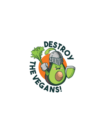 Destroy the Vegans - tricou amuzant războinic Avocado model alb pe tricou