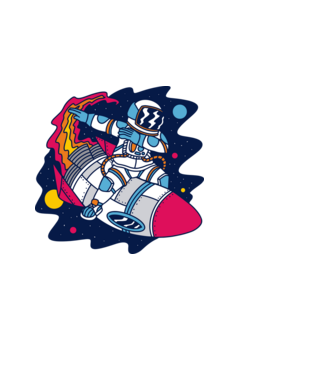 Astronaut DAB model negru pe tricou