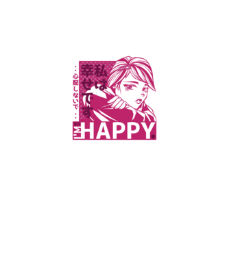 'I''m happy fată Anime antisocială' model albastru închis pe tricou
