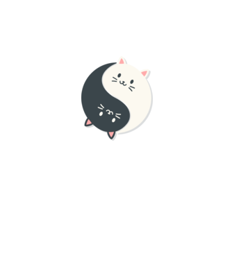 Pisicuțe Yin Yang model alb pe tricou