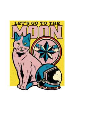 To the moon Pisică model negru pe tricou