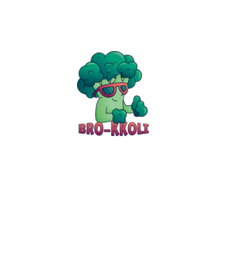 Broccoli model alb pe tricou