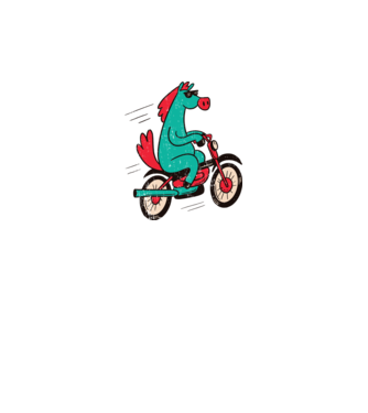 Cal cu bicicletă model negru pe tricou
