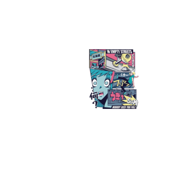 Anime Vaporwave Benzi desenate Skateboard model galben neon pe tricou