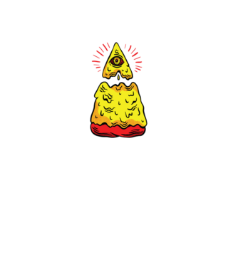 Illuminati Pizza model negru pe tricou