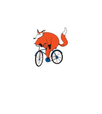 Vulpe cu bicicletă model alb pe tricou