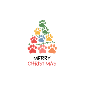 Merry Christmas Paws Alb model alb pe tricou