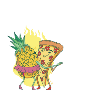 Pizza cu ananas Dragoste model negru pe tricou