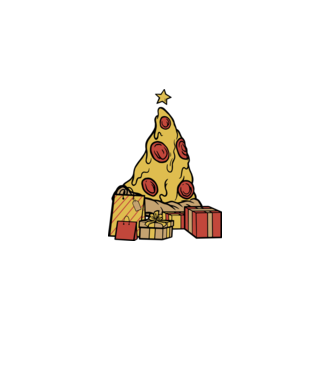 Pizza pom de Crăciun model albastru închis pe tricou