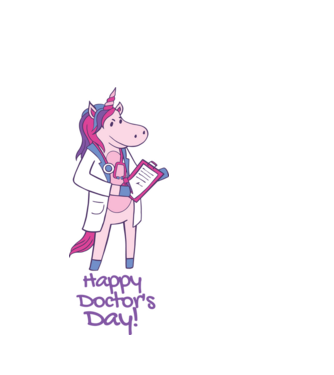Medic Unicorn model alb pe tricou