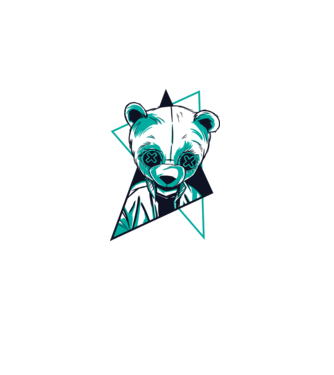 Panda Neon model alb pe tricou