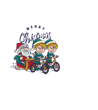 Merry Christmas Moș Crăciun cu sanie cu bicicletă model negru pe tricou