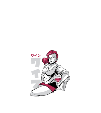 Anime fată cu vin model albastru închis pe tricou