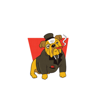 Bulldog englezesc cu trabuc model negru pe tricou