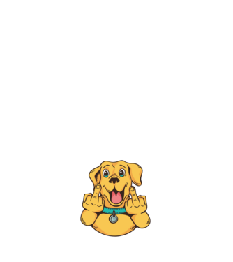 Golden Retriever arată degetul model negru pe tricou