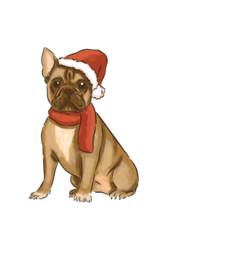Bulldog francez de Crăciun model alb pe tricou