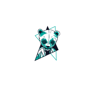Panda Neon model alb pe tricou