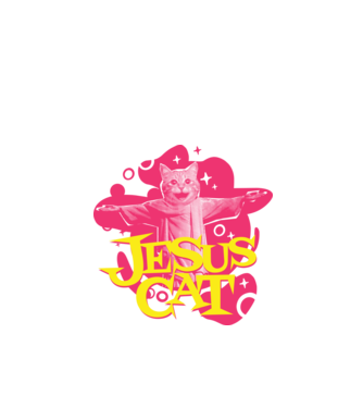 Jesus Cat model negru pe tricou