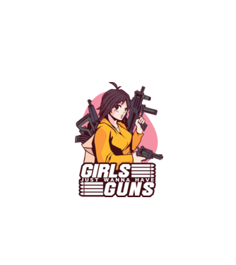 Anime fată cu armă model alb pe tricou