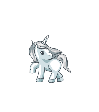 Unicorn de argint model albastru închis pe tricou