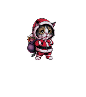 Santa Cat model negru pe tricou