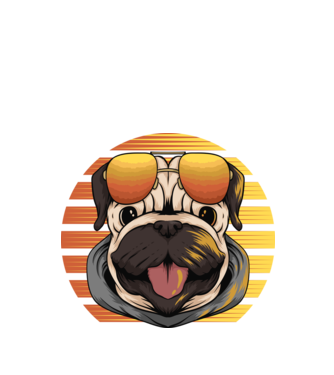 Retro mops model negru pe tricou