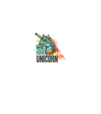 War Unicorn model alb pe tricou