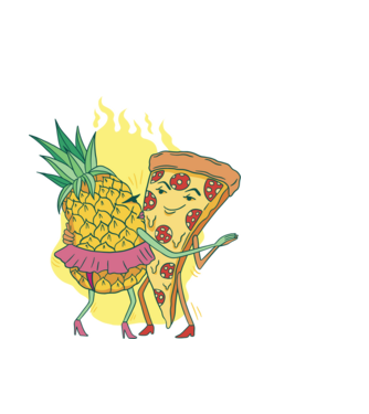 Pizza cu ananas Dragoste model negru pe tricou