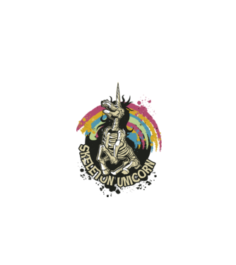 Schelet unicorn model alb pe tricou