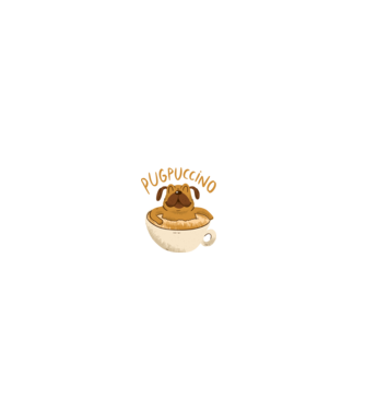 Pugpuccino Capuccino cu Mops model negru pe tricou