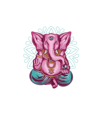 Elefant făcând meditație Dharma model alb pe tricou