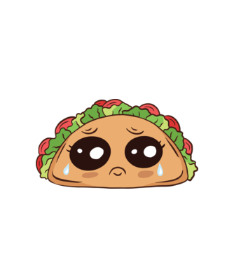 Taco trist model alb pe tricou