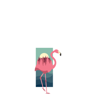 Flamingo Design model nisipiu pe tricou