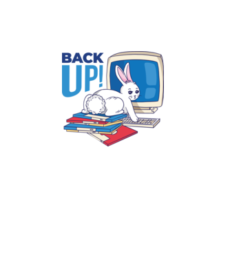 Back up bunny model alb pe tricou