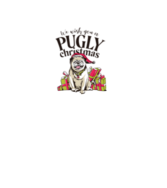 We wish You a Pugly Christmas tricou cu mops model gri pe tricou