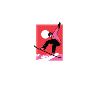 Snowboard poster model albastru închis pe tricou