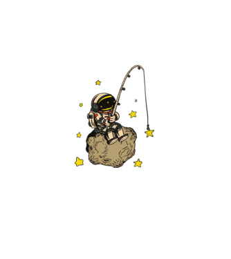 Pescar Astronaut model nisipiu pe tricou