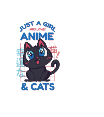Doar o fată căreia îi place Anime și Pisicile model albastru deschis pe tricou