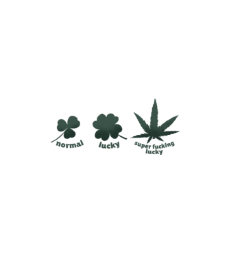 Super F*cking Lucky Cannabis model alb pe tricou