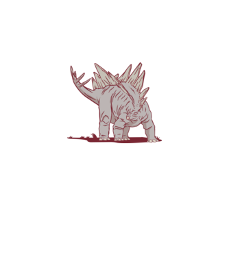 Stegosaurus dinozaur model gri pe tricou