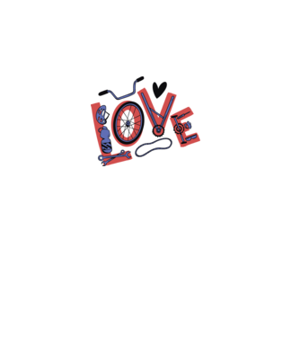 Love Bicicletă model alb pe tricou