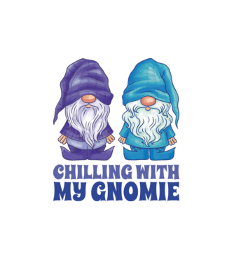Chilling with my Gnomie model alb pe tricou