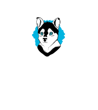Câine Pomsky model alb pe tricou