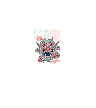 Oni Yokai Anime model negru pe tricou