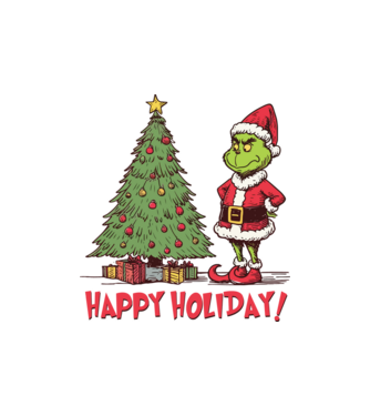 Happy Holiday Grinch model nisipiu pe tricou