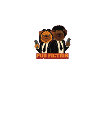 Pug Fiction Pugs Mops Pulp Fiction parodie model alb pe tricou