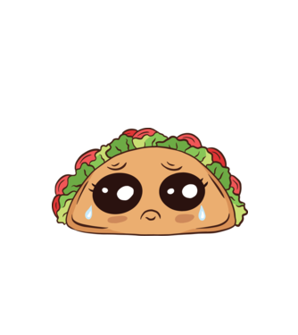 Taco trist model alb pe tricou