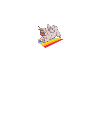 Pugicorn - mops unicorn model negru pe tricou