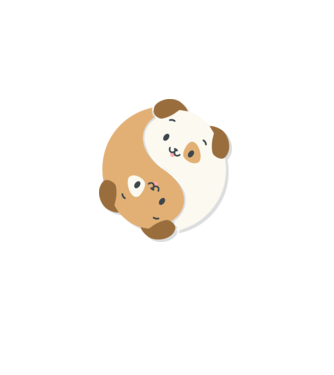 Câini Yin Yang model alb pe tricou